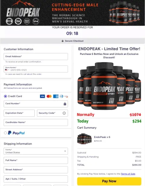 EndoPeak Official Website Secure Order Page